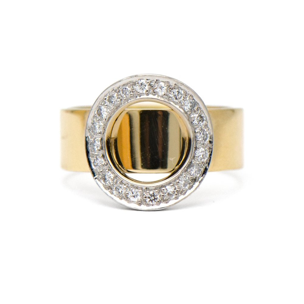 18k Yellow Gold & Platinum Diamond Circle Ring